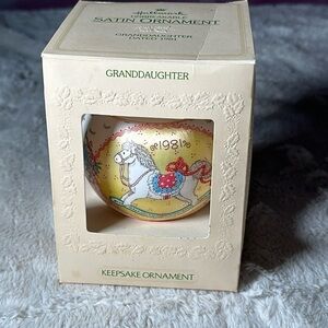 Vintage Hallmark Christmas Unbreakable Satin Ornament for Granddaughter 1981 NEW
